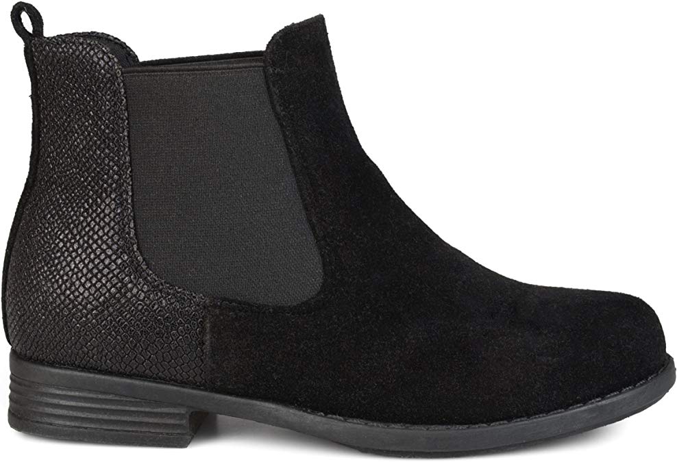 Brinley Co. Kids Toddler Little Kids Two-Tone Metallic Embellished Heel Faux Suede Chelsea Boots