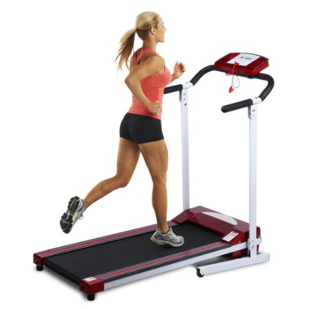 Ancheer Folding Treadmill Electric Exercise Running Machine with LED Monitor Red