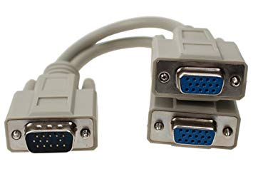 SF Cable, 8" HD15 VGA Male to 2 Female Splitter Cable