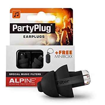 Alpine PartyPlug Music Ear Plugs – AMS-PARTYPLUG-BLK  Noise Reduction Ear Plugs for Concerts, Parties and Festivals - Hypoallergenic Reusable Musician Ear Plugs for Noise Reduction, Black