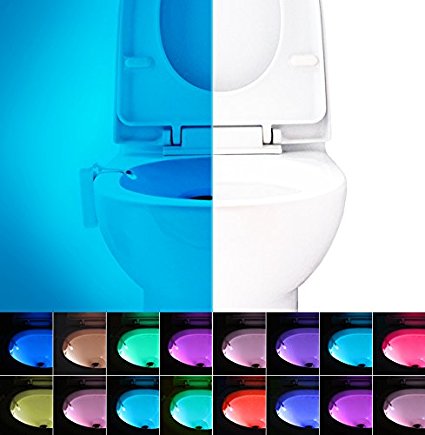 16-Color Motion Activated Toilet Night Light, LED Toilet Seat Nightlight, Motion Sensor Toilet Bowl Light, 5 Stage Dimmer, Splash Proof – By Witshine