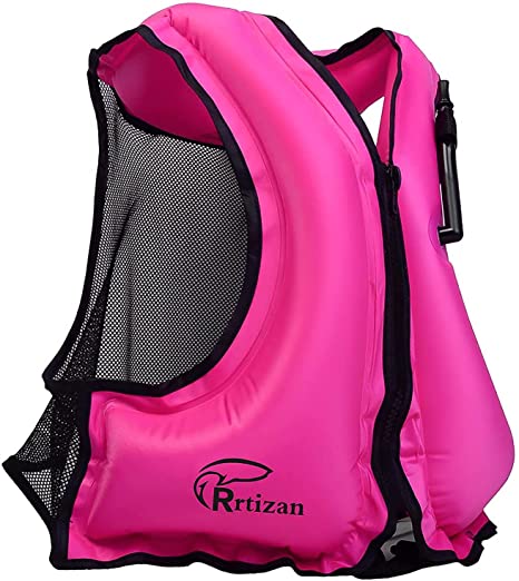 Rrtizan Swim Vest for Adults, Buoyancy Aid Swim Jackets - Portable Inflatable Snorkel Vest for Swimming, Snorkeling, Kayaking, Paddle Boating and Other Low Impact Water Sports Safety