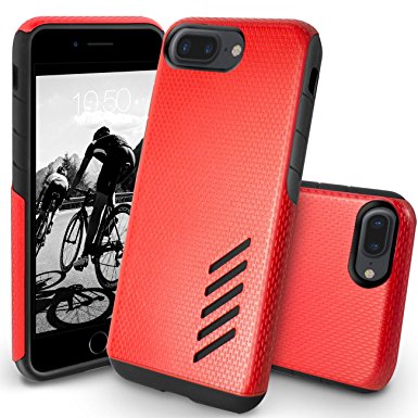 iPhone 7 Plus Case, Orzly Grip-Pro Case for iPhone 7 PLUS (5.5 inch Model) - Durable & Light-Weight Twin Layer Protective Case - Rocking Red