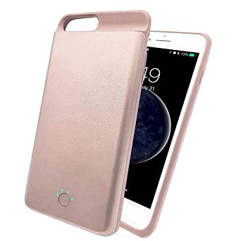 For iPhone 6 Plus/6s Plus/7Plus/8Plus Battery Case, 5.5 Inch 7200mAh Portable Charger Case, Protective Backup Charging Case for Apple Phones (Rose Gold)