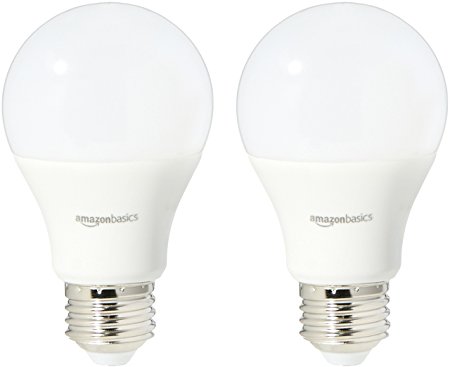 AmazonBasics 60 Watt Equivalent, Daylight, Dimmable, A19 LED Light Bulb - 2 Pack