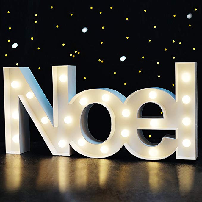 Bright Zeal 18" Large Noel Sign Marquee Letters with Lights (White, 6hr Timer) - Christmas Wall Decor Noel Letter Christmas Tabletop Decorations for Home - Light Up Christmas Tabletop Decorations