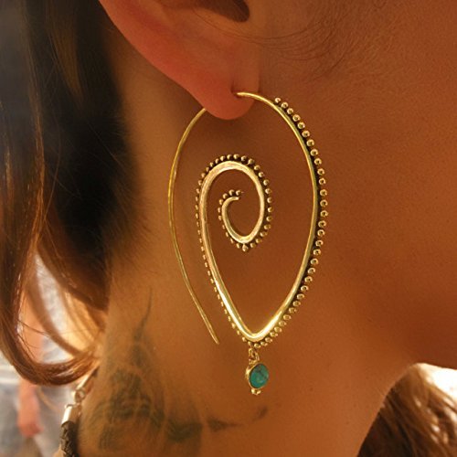 Brass Earrings - Brass Spiral Earrings - Tribal Earrings - Gypsy Earrings - Ethnic Earrings - Brass Jewelry
