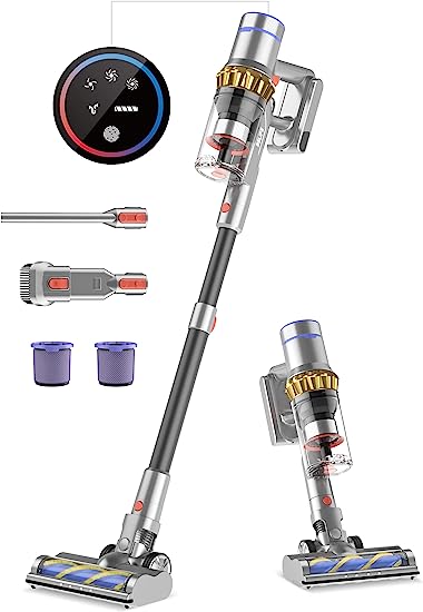 Belife Cordless Stick Vacuum Cleaner, 22Kpa Cordless Vacuum Cleaner with 250W Brushless Motor, Household Vacuum Cleaner for Carpet and Floor Pet Hair, Max 40Min Runtime, LED Touch Display