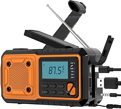 Tendak Wind Up Radio, Hand Crank Solar Radio with Rechargeable USB Phone Charger, Emergency Radio with SOS Alarm, Flashlight, Reading Lamp, Survival Equipment Use for Camping, Hiking