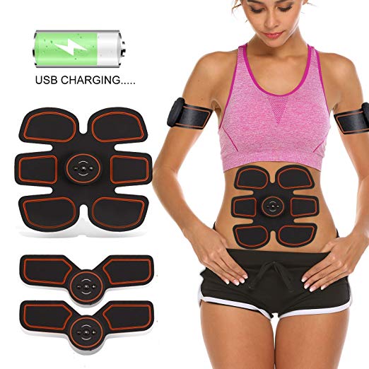 Pro USB Charging Muscle Toner Abdominal Toning Belt Workouts Portable AB Machine EMS Training Home Office Fitness Equipment for Abdomen/Arm/Leg Training Men Women