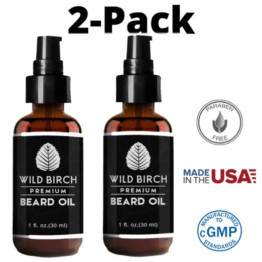Best Natural Beard Oil Blend - Beard & Mustache Softener & Conditioner - Stops Itching - Heals Skin - Not Greasy - Light Scent - Fast Absorption (Pack of 2)