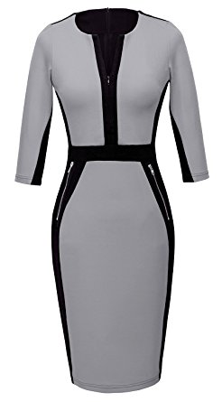 HOMEYEE Women's Stretch Tunic Pencil Sheath Dress U837