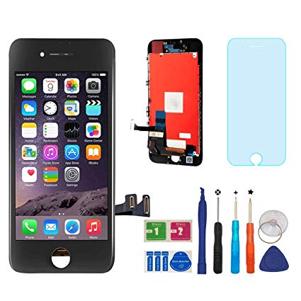 Repair-Screen Screen Replacement for iPhone 7 LCD Touch Screen Digitizer Frame Assembly Full Set with 3D Touch with Repair Tools and Screen Protector(Black-4.7 inch)