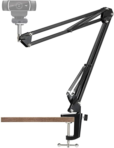 Pipishell Webcam Stand - 14 Inch Suspension Scissor Durable Bracket with Aluminum Desk Clamp Mount - Built-in 1/4" Screw for C930e,C930,C920, C922x,C922, Brio 4K, C925e,C615