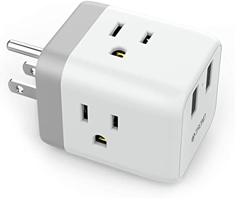 Multi Plug Outlet Extender, TROND Outlet Splitter Expanders with 2 USB Ports, 3 Prong Wall Plug Adapter, ETL Listed, Extension Cube Power Strip Travel Adapter Cruise Ship Accessories Must Have