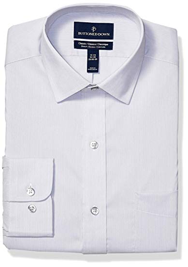 Amazon Brand - BUTTONED DOWN Men's Classic Fit Performance Tech Stretch Dress Shirt, Supima Cotton Easy Care