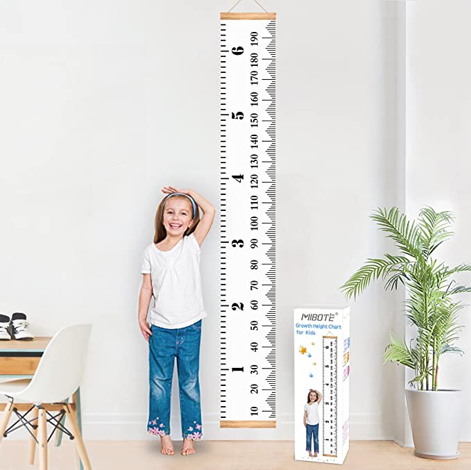 MIBOTE Baby Growth Chart Handing Ruler Wall Decor for Kids, Canvas Removable Growth Height Chart 79" x 7.9"