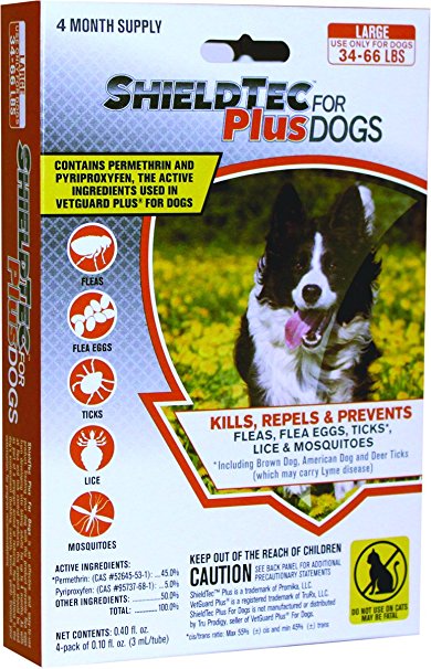 ShieldTec Plus - KILLS Flea Tick Lice Mosquitoes Eggs - Dog Medicine, Protection - 100% MADE IN THE USA