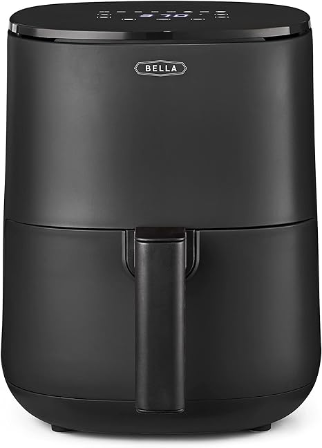 BELLA 3 Qt Touchscreen Air Fryer Oven and 5-in-1 Multicooker with Removable NonstickDishwasher Safe Crisping Tray and Basket, 1400 Watt Heating System, Matte Black