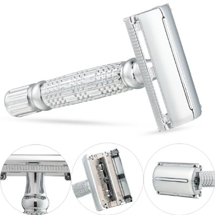 eBetter® Deluxe Double Edge Safety Razor   5 Long Lasting Platinum-Chrome Super Sharp Stainless Steel Blades in Gift Box, Heavy Duty, This is the Best Shaving Razor of Your Life!!!