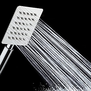 Yolococa Stainless Steel Handheld Shower Head Spray Face Ultra-thin High Pressure Water-saving Nozzle(Square)