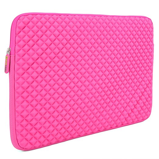 13.3 - 14 Inch Laptop Case, Evecase Foam Splash Shock Resistant Neoprene Sleeve Bag - Hot Pink