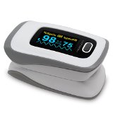 MeasuPro OX250 Instant Read Digital Pulse Oximeter with Alarm Setting Color OLED Display and Carry Case CE FDA Approved