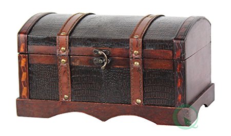 Vintiquewise(TM) Leather Wooden Chest/Trunk