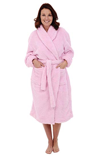 Alexander Del Rossa Women's Plush Fleece Robe, Warm Shaggy Solid Bathrobe