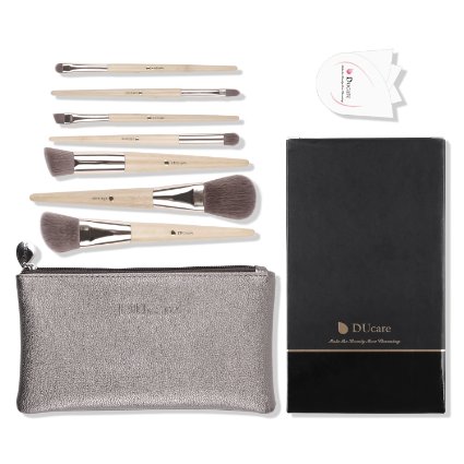 DUcare 7Pcs Makeup brushes Set Bamboo Handle Foundation Kits with Cases