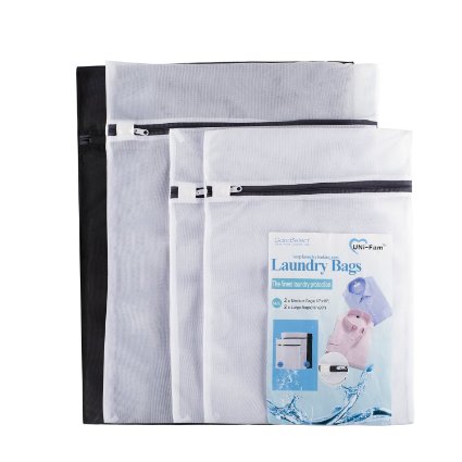 UNI-FAM 4 Lingerie Bags for Laundry,Laundry Mesh lingerie Wash Bags - 2 Large & 2 Medium