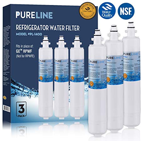 GE RPWF Fast Flow Compatible Water Filter Replacement For GE RPWF (Not Compatible With RPWFE) Refrigerator Water Filter By Pure Line (3 PACK)