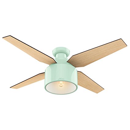 Hunter 59260 Cranbrook Low Profile Mint Ceiling Fan With Light & Remote, 52"