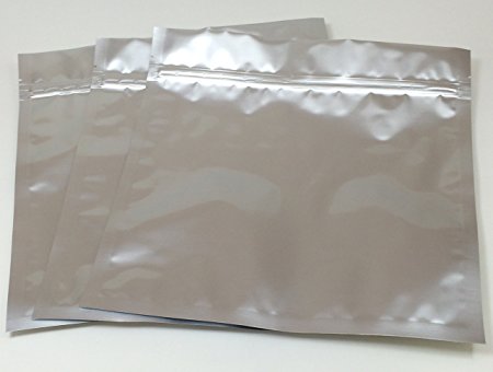 (20, 50, or 100) 1.5 Quart Odor-Proof 5 Mil Ziplock Genuine Aluminum Foil Mylar Bags for Herb, Seed, Food and Organics Storage (10"x10") (50)