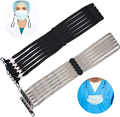10PCS Mask Lanyard for Kids/Adults, Comfortable fits Back of Head or Neck with Clips and Adjustable Stopper for Senior Mask Holders Extender