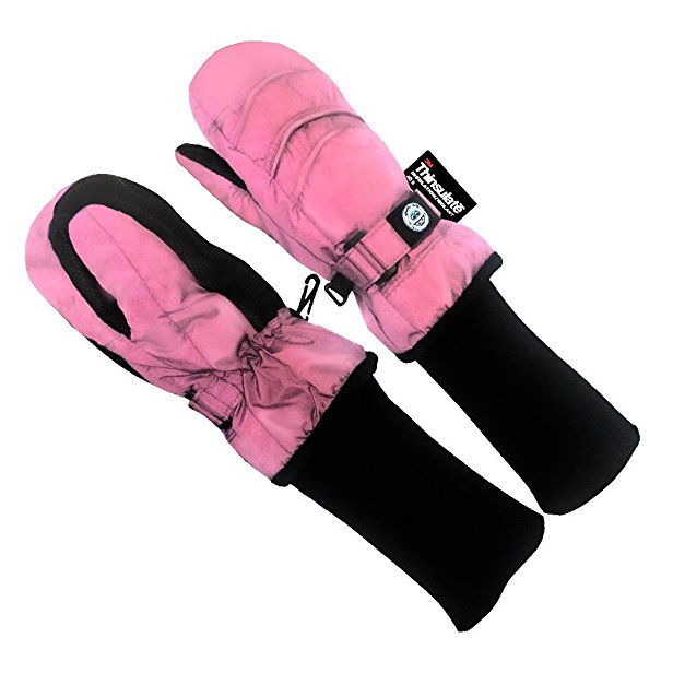 Chakka Snowblokka TM Kid's Snow Mittens Waterproof Nylon and made with 3m Thinsulate and Extra Long Sleeve Foldable Cover Up