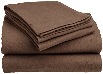 Divatex 100-Percent Cotton Flannel King Sheet Set, Mocha