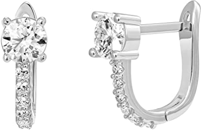 PAVOI 14K Gold Plated Cubic Zirconia Cuff Earrings Huggie Stud with Main Stone