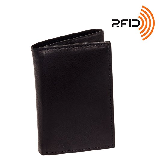 Ross Michaels Men's Top Grain Cowhide Leather RFID Trifold Wallet