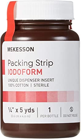 Wound Packing Strip, McKesson, Cotton Iodoform 1/4 Inch X 5 Yard Sterile, 61-59145 - Sold by: Pack of One