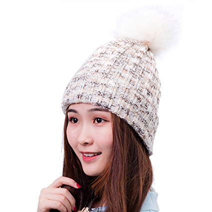 HIG Winter Hats Plushy Knitted Warm Beanie Ski Hat For Fashion Women and Girls