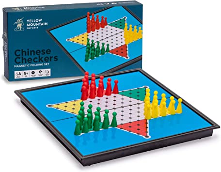 Yellow Mountain Imports Magnetic Chinese Checkers Halma Travel Set, 9.4 Inches