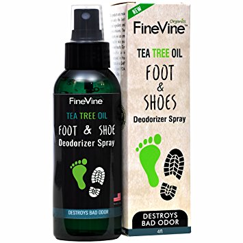 All Natural Shoe Deodorizer and Foot Deodorant Spray - Made in USA - with Peppermint, Tea Tree, Eucalyptus and Essential Oils To Remove Bad Odor and Scent - Best for Stinky Shoes, Smelly Feet & Sport