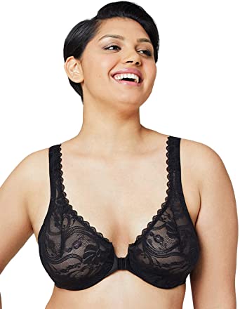 Glamorise Plus Size Women's Full Figure Wonderwire Front Close Stretch Lace Bra #9245