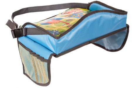 Childrens Travel Tray - Kids Play Tray for Snacks Car Bus Train and Plane Journeys - Small - Blue - By Driving With Kids - Works on Buggy and Pushchair