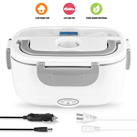 Electric Lunch Box 2 in 1, Electric Lunch Box Food Heater Car and Home Use Portable Lunch Heater 110V & 12V 40W - Stainless Steel Portable Food Warmer Heater 1.5L