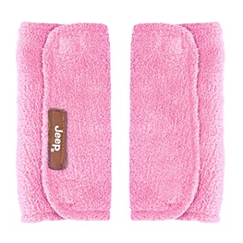 J is for Jeep Car Seat Strap Covers 2 Pack, Plush Pink