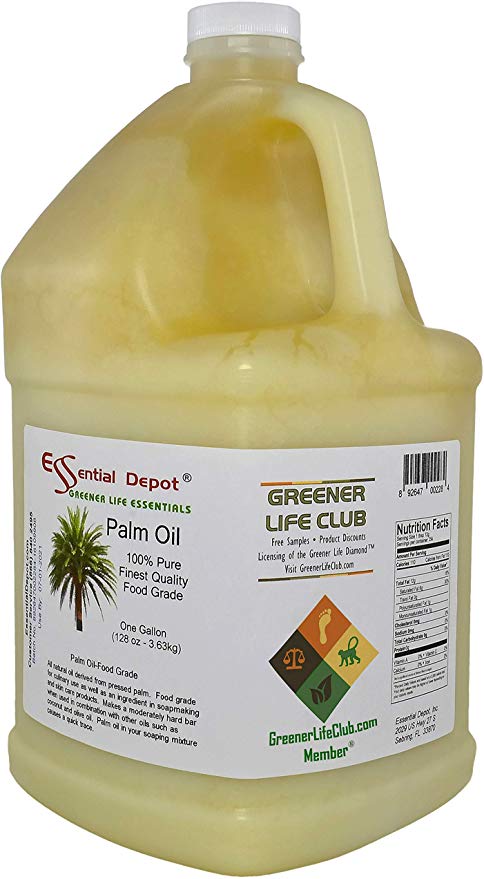Palm Oil - RSPO Certified - Sustainable - Food Grade - Kosher - Not Hydrogenated - 1 Gallon - Safety Sealed HDPE Container with resealable Cap