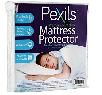 Pexils Premium Hypoallergenic Noiseless Fitted Waterproof Mattress Protector (king)