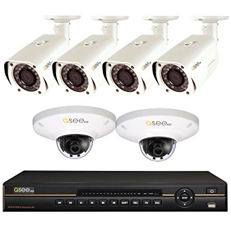 Q-See Surveillance System QC838-6CV-1, 8-Channel IP NVR with 1TB Hard Drive, 4-3MP Bullet and 2-3MP Dome High Definition IP Security Cameras